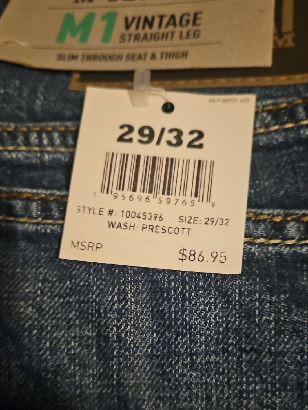 Ariat M1 Vintage Straight Leg Jeans in Dark Blue with Contrast Stitch - Picture 2 of 5